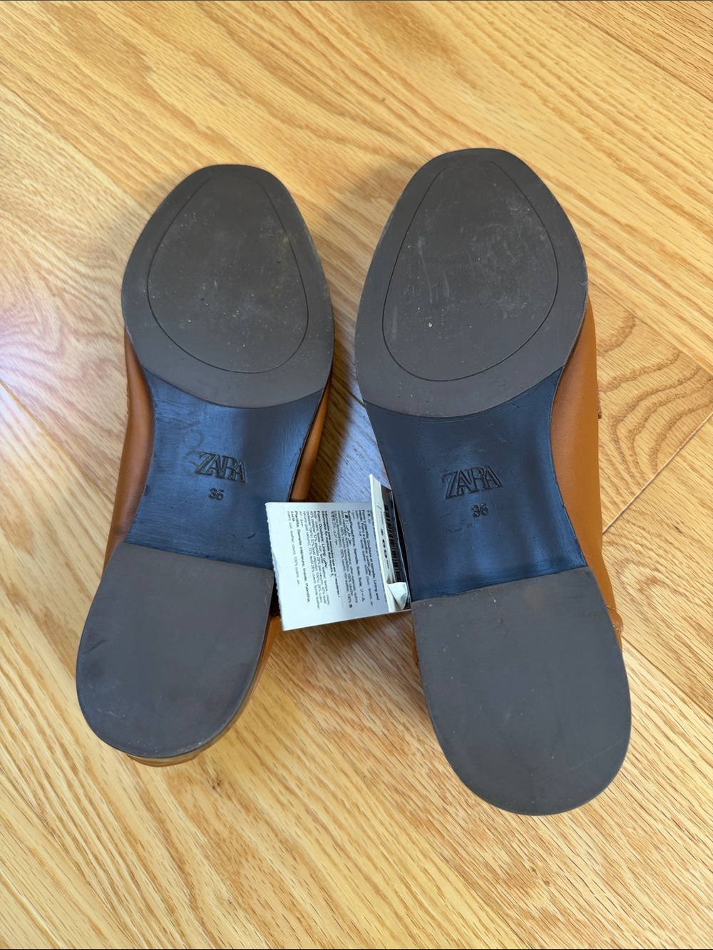 New! Zara 36/6 brown leather gold hardware liafers. - Picture 4 of 12